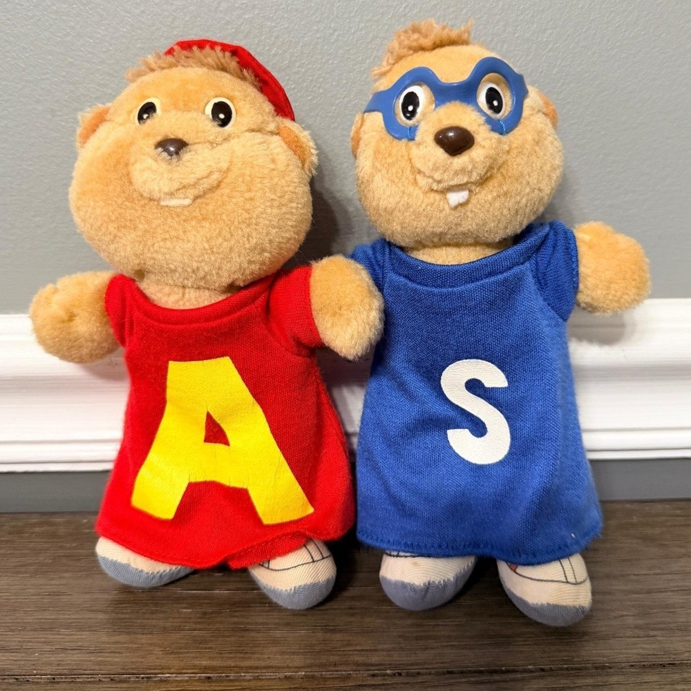 Vintage 1987 Alvin and The Chipmunks Plush Dolls Alvin Simon Bundle 80s Toys